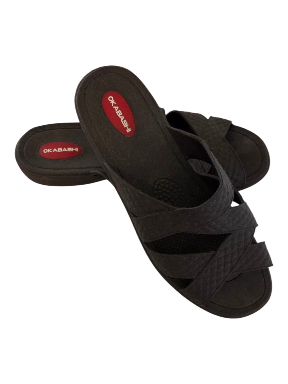 Okabashi Black Crisscross Slide Sandals for Women